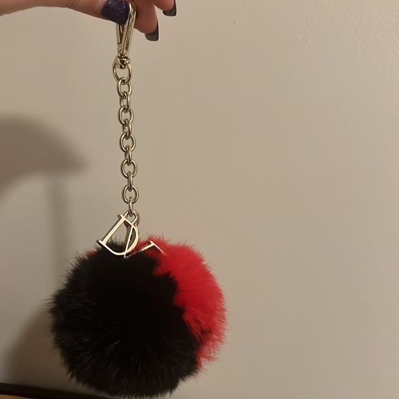 Diane von Furstenburg bicolor rabbit fur bag charm - Picture 4 of 5